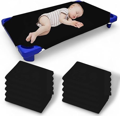 Paquete de 12 sábanas para cuna para guardería, preescolar, tela de mezcla de poliéster con esquinas elásticas, para cunas de 22 x 40 pulgadas,