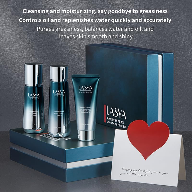 R RadiantRise Oil Control Skin Care Set For Men 3-In-1 Skin Care Routine With Cleanser Toner Lotion 3 Step Skin Care Routine