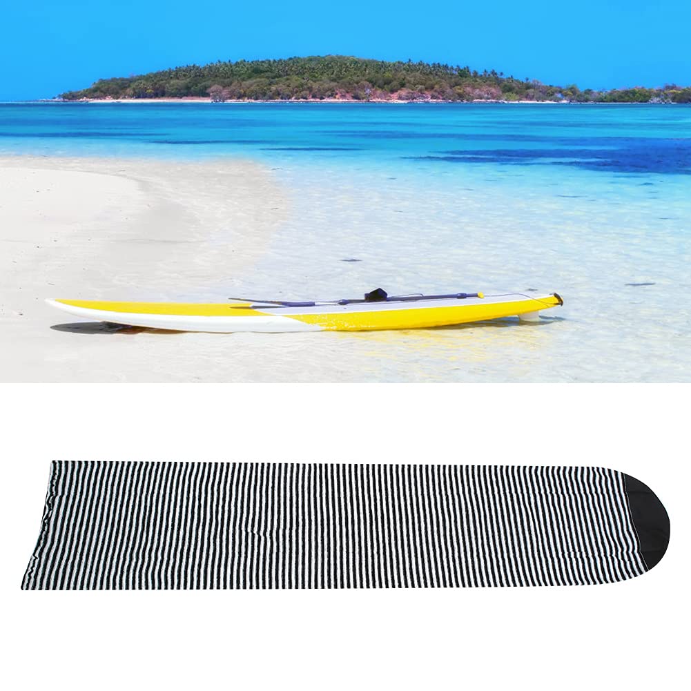 QIMIT Surfboard Sock Cover, Sports Surfboard Sock Cover Polyester Surf Sock Bag for Your Surf Board(Black and white stripes)