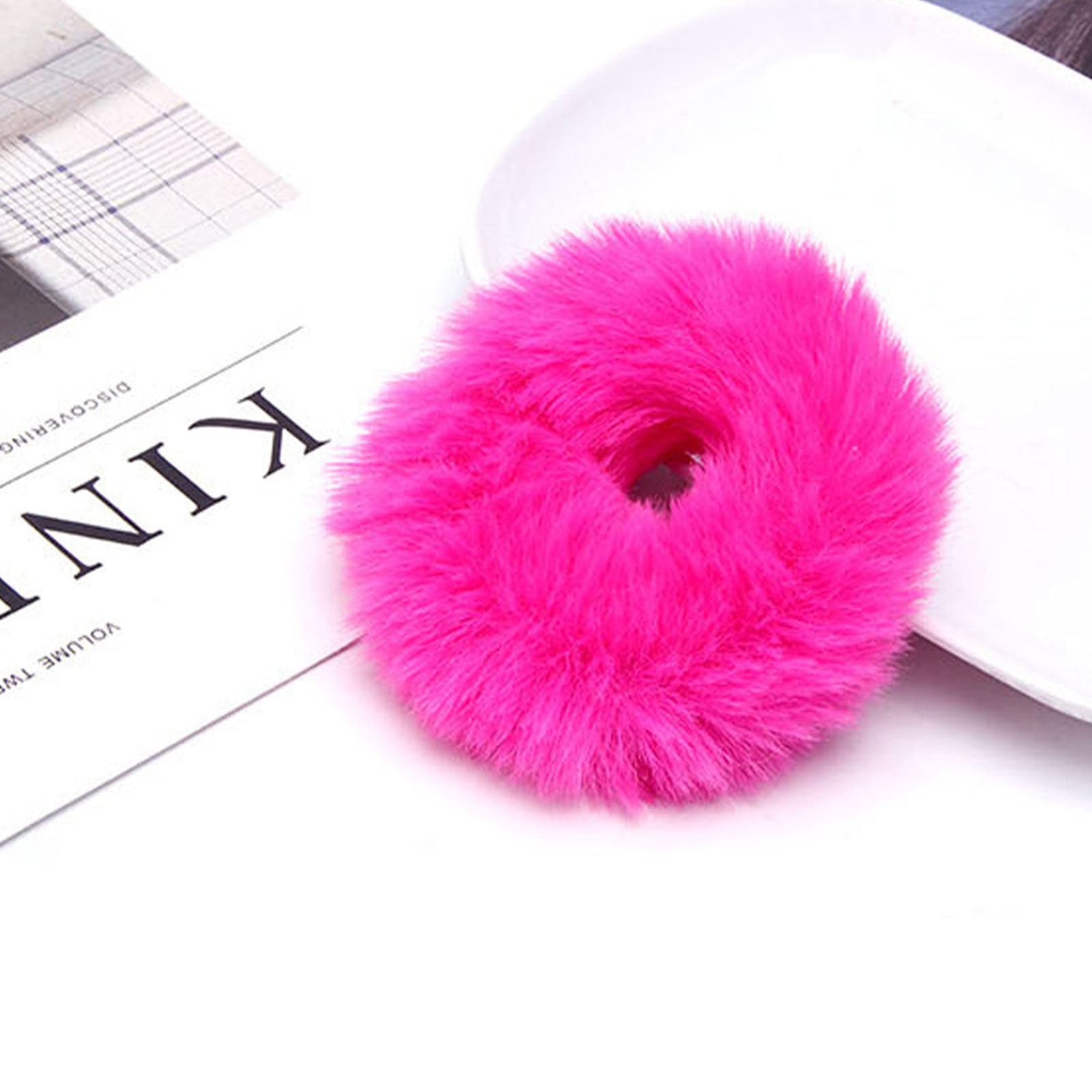 Amazon | 2個 ふわふわ髪飾、ふわふわ伸縮性のあるフェイクラビット