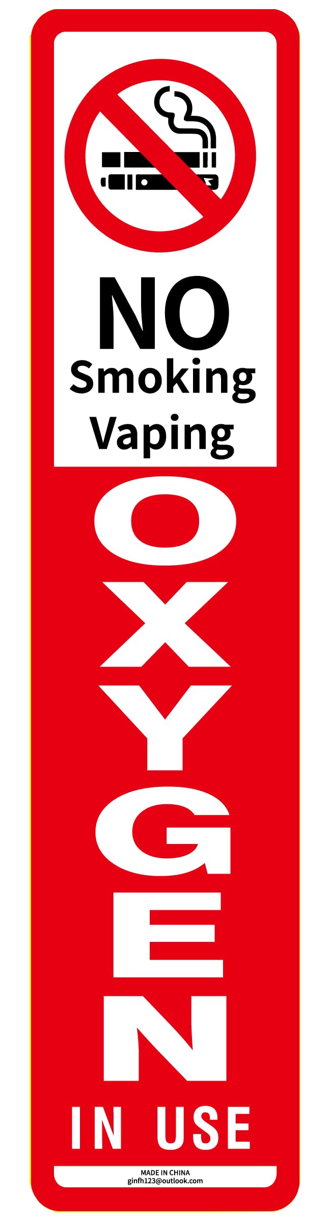 No Smoking Oxygen in Use Magnetic Vinyl Patient Care Sign 7.8" x 1.77x0.03"Strong Plastic Soft Magnetic Surface PVC Coating (30)