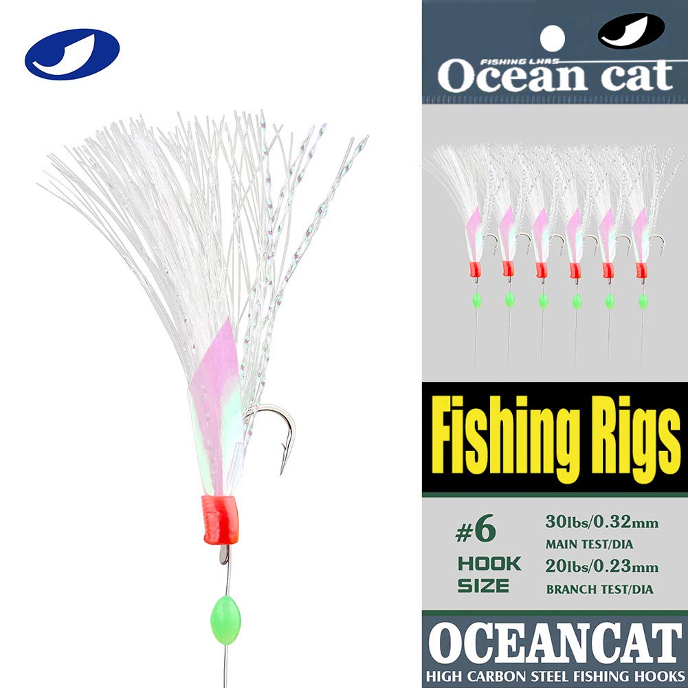 5/10/25/50/100 Packs Fishing Rigs 6 Hook/Set Rainbow Skin Silk String Hook Fishing Lure Saltwater Freshwater Bait Rig Tackle 5#6#7#8#9#10#
