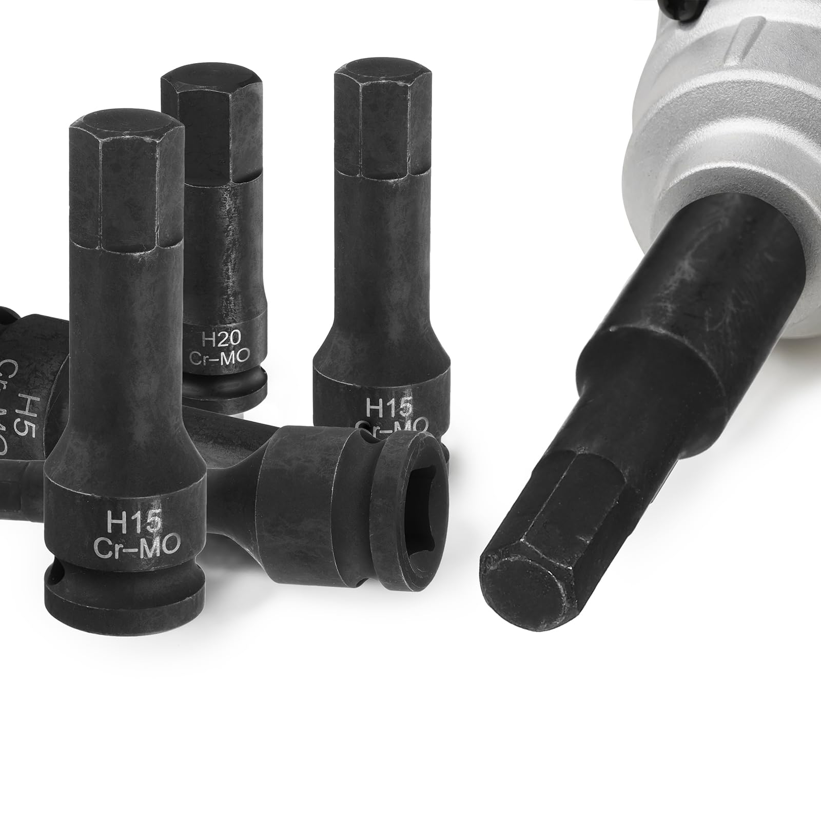 JEUCLEL Douille à Choc Hexagonale De 8 Mm, Douille Allen H8 1/2", Adaptateur De Tournevis Hexagonal En Acier Cr-Mo Pour Clés à Cliquet électriques, Vis De Fixation