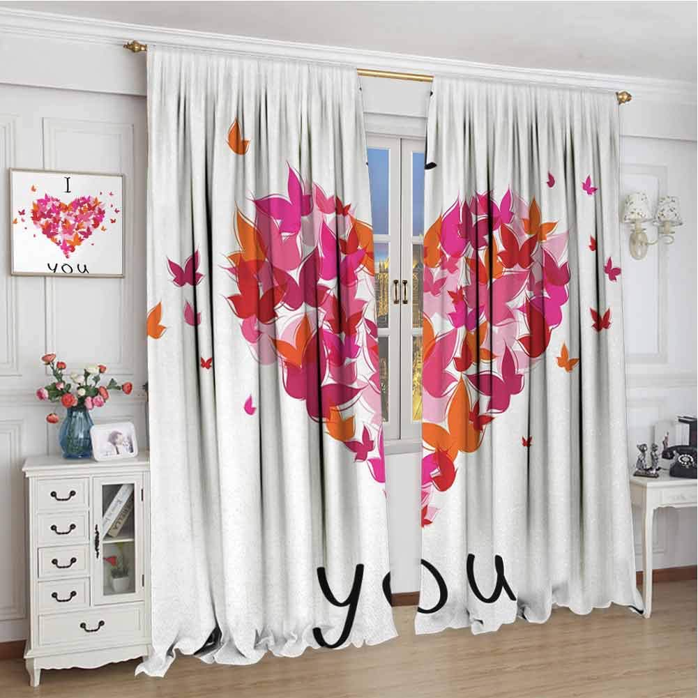 GUUVOR Love Shading Insulated Curtain Stylish Heart Figure Filled with Butterflies Soul Mate Real True Deep My Dear Valentines Soundproof Shade W120 x L72 Inch Multi