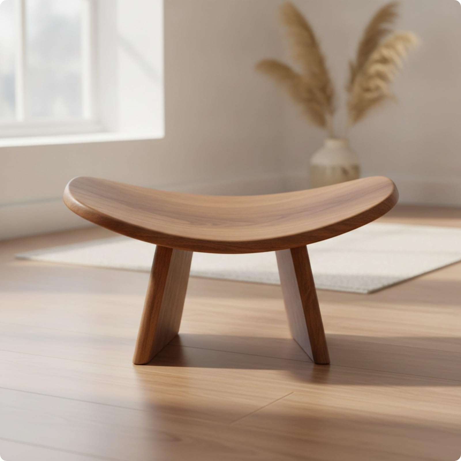 harayaa Tabure Meditación Bajo | Altura bajo Minimalista, Banco para Arrodillarse, Portátil, Mueble, Casa, Madera, M