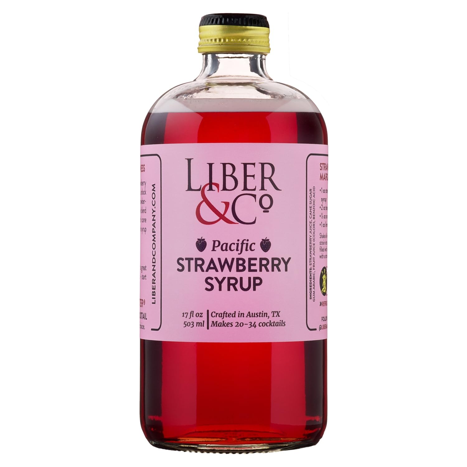 Liber & Co. Pacific Strawberry Syrup, Made with California Strawberries (17 Fl Oz (Pack of 1))