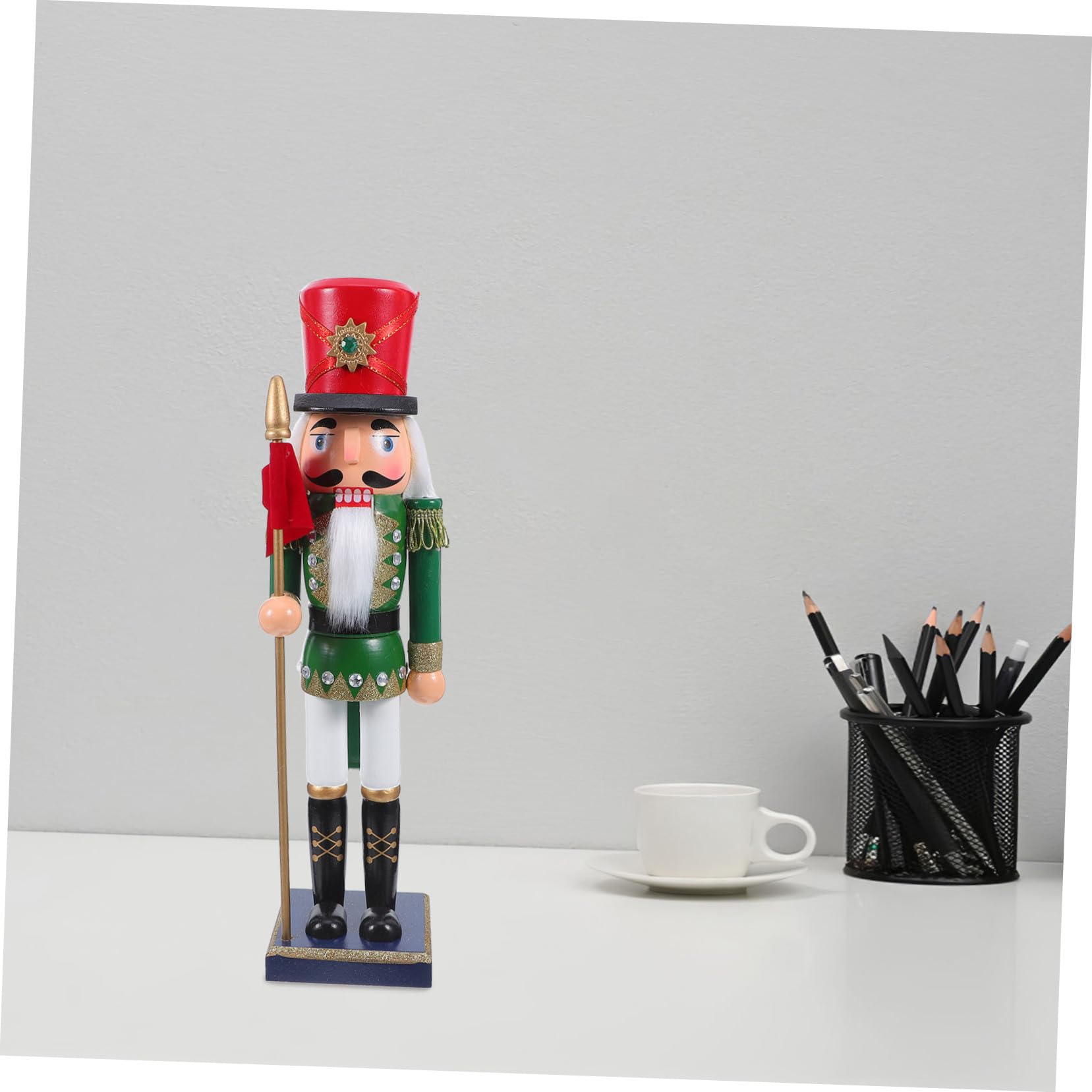 ULTECHNOVO Holz Nussknacker Soldat Figur Kleine Traditionelle Weihnachts Dekoration Handgefertigt aus Edlem Material für Schreibtisch und Regal