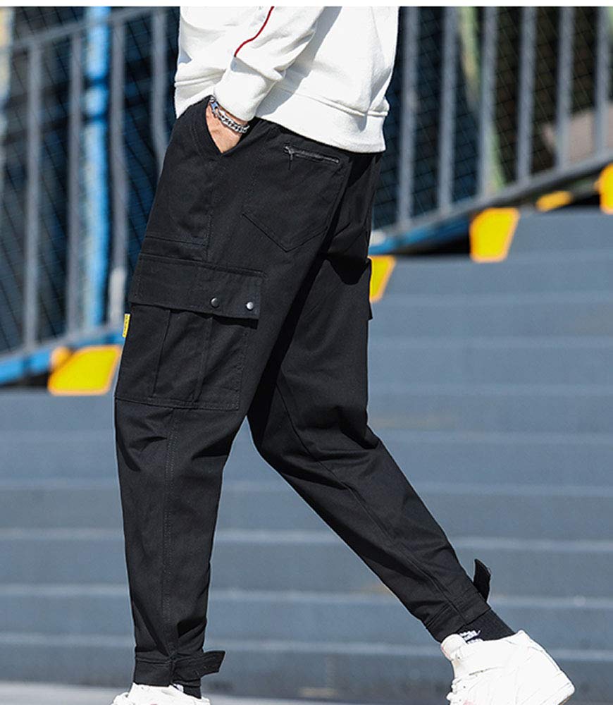 Spodnie bojówki dla mężczyzn młoda moda uliczna marchewki spodnie sportowe wygodne eleganckie klasyczne spodnie dresowe, Czarny, 3XL