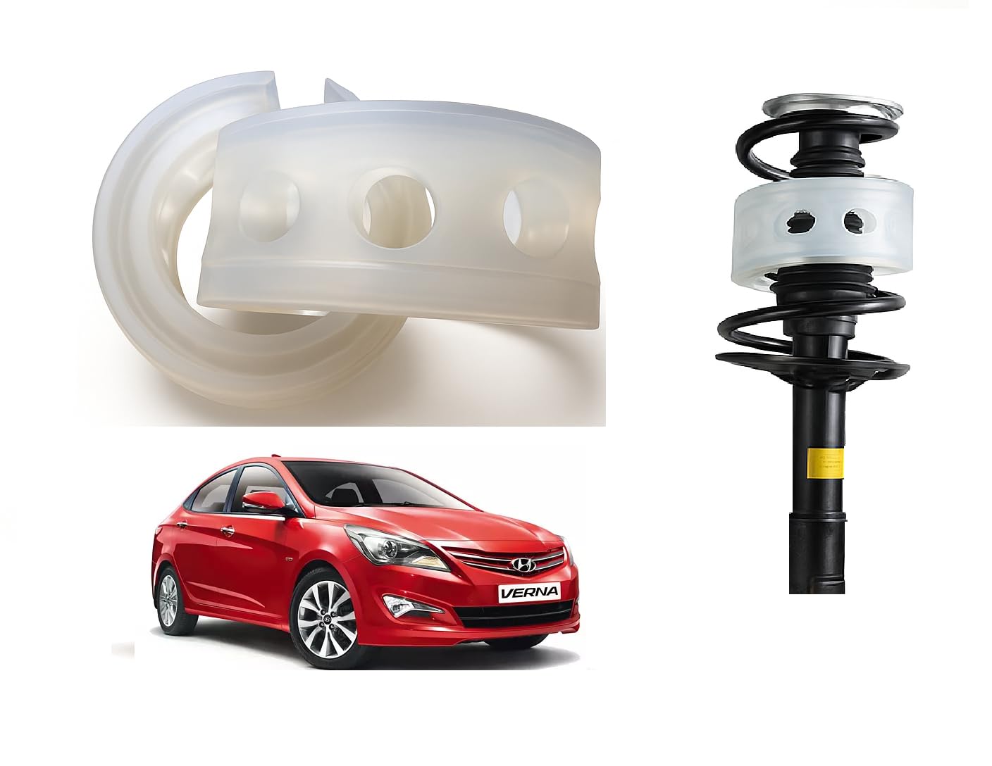 Autoclean Rear Car Coil Spring Buffer Kit For Increasing Car Height, Car Cushioner, Shock Absorber And Stabilizer Suspension Accessories For Verna [2011-2016] - Size B+-image-25
