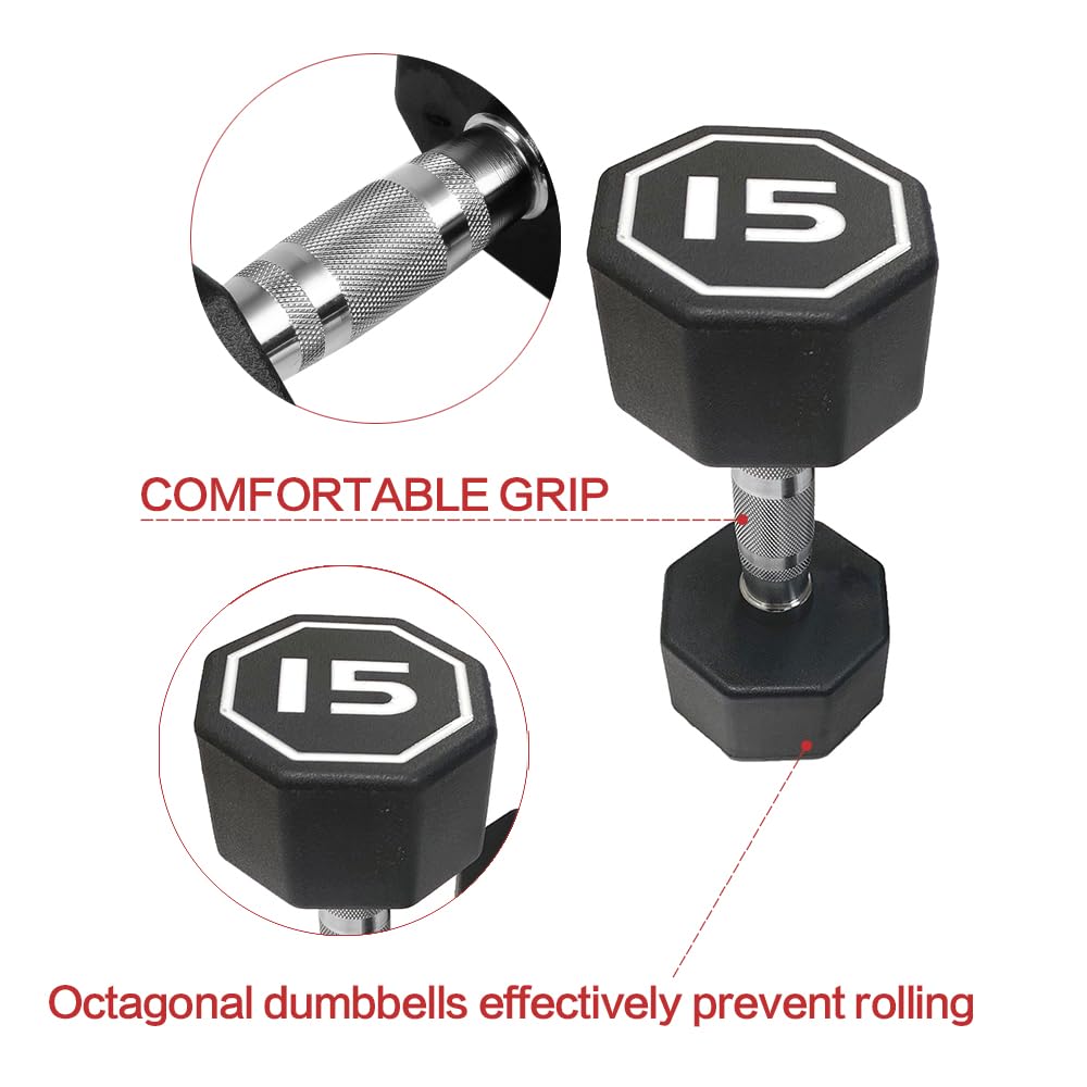 Octagonal dumbbell weights 15-40lb for woman and men 1 piece (20, Pounds)
