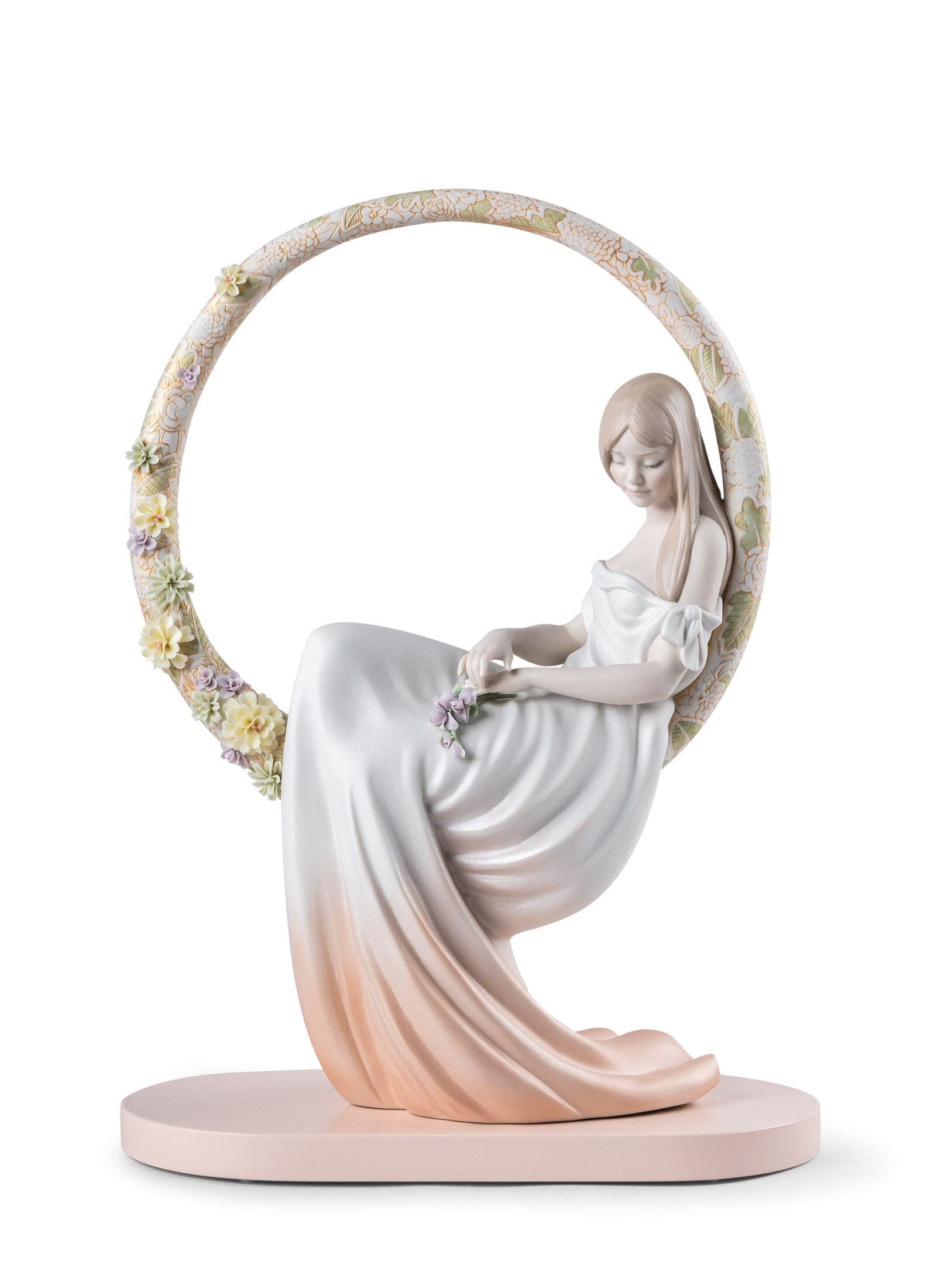 Lladró Girls White Lladro Porcelain In Her Thoughts 01009537 Lady Flowers