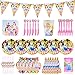 Party Vajilla Princesse, Ksopsdey 54 Pcs Princesse Artículos de Fiesta Party Vajilla Platos Tazas Servilletas Mantel,Feliz cumpleaños Decoraciones Suministros Fiestas Regalos Tema