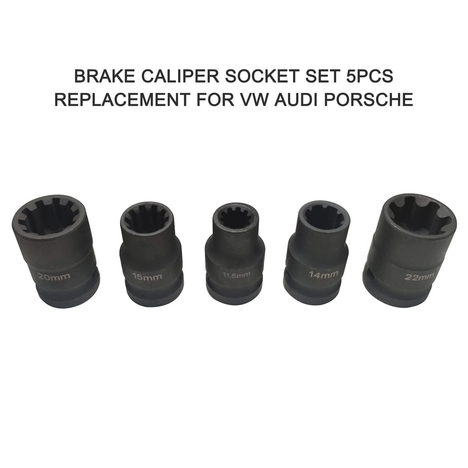 Set di 5 chiavi a bussola per pinza freno di ricambio per VW Audi Porsche e le marcature incise ad alta utilità garantiscono un'identificazione permanente
