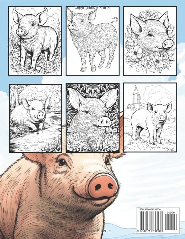 Pig Coloring Book: 50 Cute Coloring Pages for Teens and Adults for Relaxation and Stress Relief - Image 2