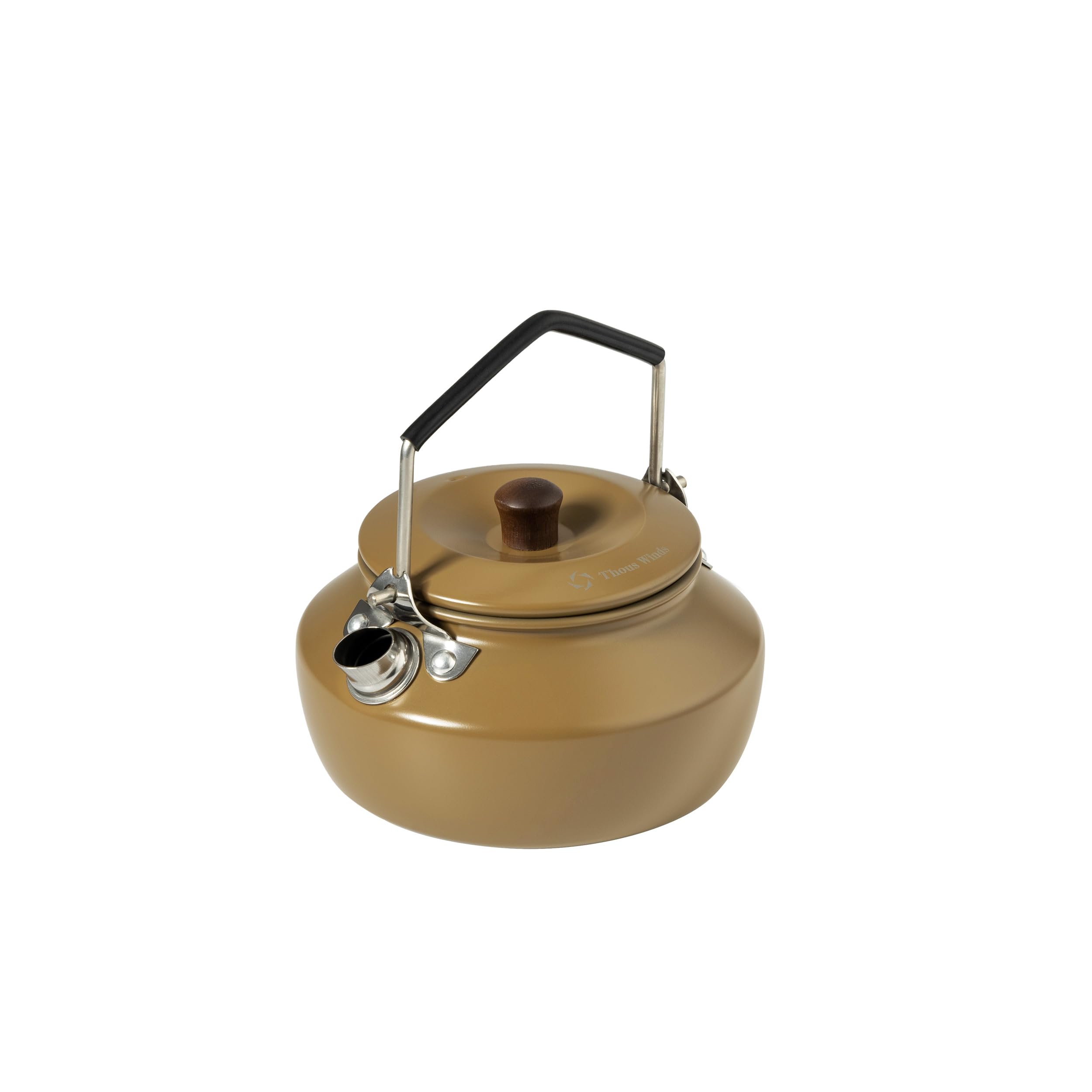 Thous Winds0.6 Liter Lightweight Stainless Steel Camping Kettle Portable Camp Tea Pot, Outdoor Campfire Use, Khaki
