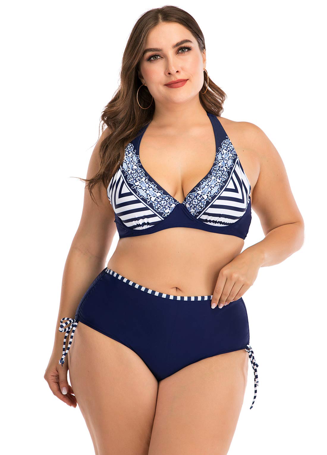 FEOYA Conjunto de Bañador Bikini para Mujer Tallas Grandes con Aros Elástica Traje de Baño para Playa Vacación Atractivo Swimsuit for Women