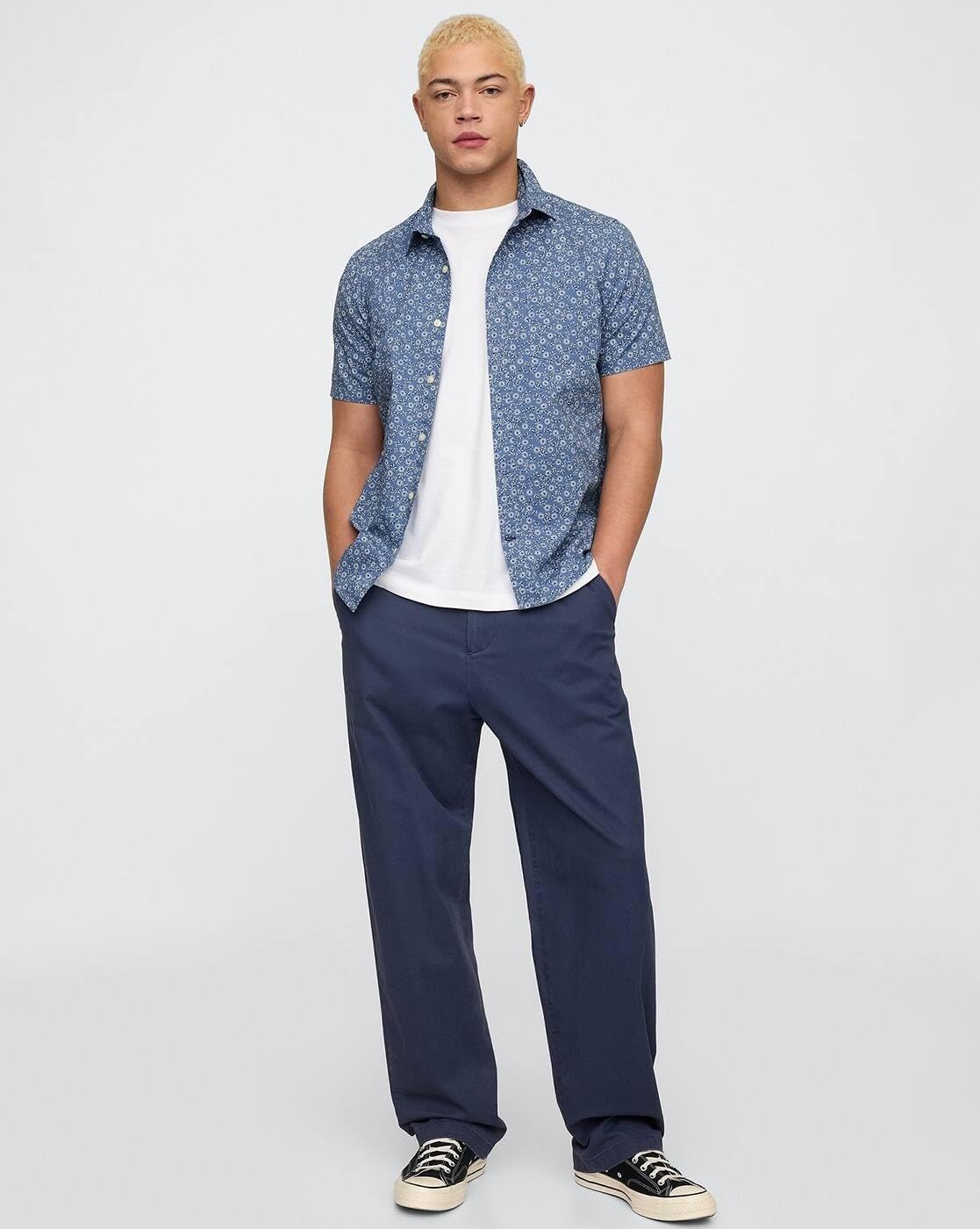 GAP Men's Floral Regular Fit Shirt (442711808_Blue - Image 6 thumbnail