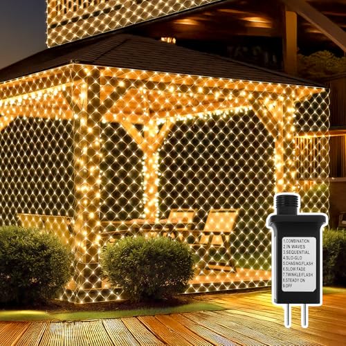 YIBONIKA Lichternetz Außen 2x2m, 208 LED Lichterkette Netz Außen...