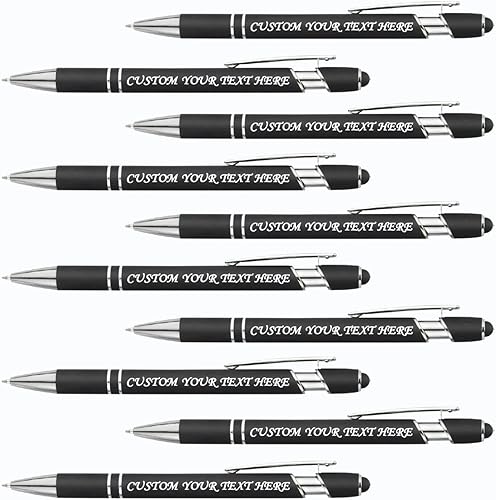 10 bolígrafos personalizados a granel, bolígrafo personalizado, bolígrafo grabado con nombre, logotipo, lápiz capacitivo para pantallas táctiles, a