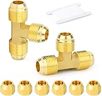 Vista 17 de GASHER 10 piezas de conector de tubo con abocinamiento SAE de latón, conector de tuerca de 1/2 pulgada para aire acondicionado, extensión de cobre
