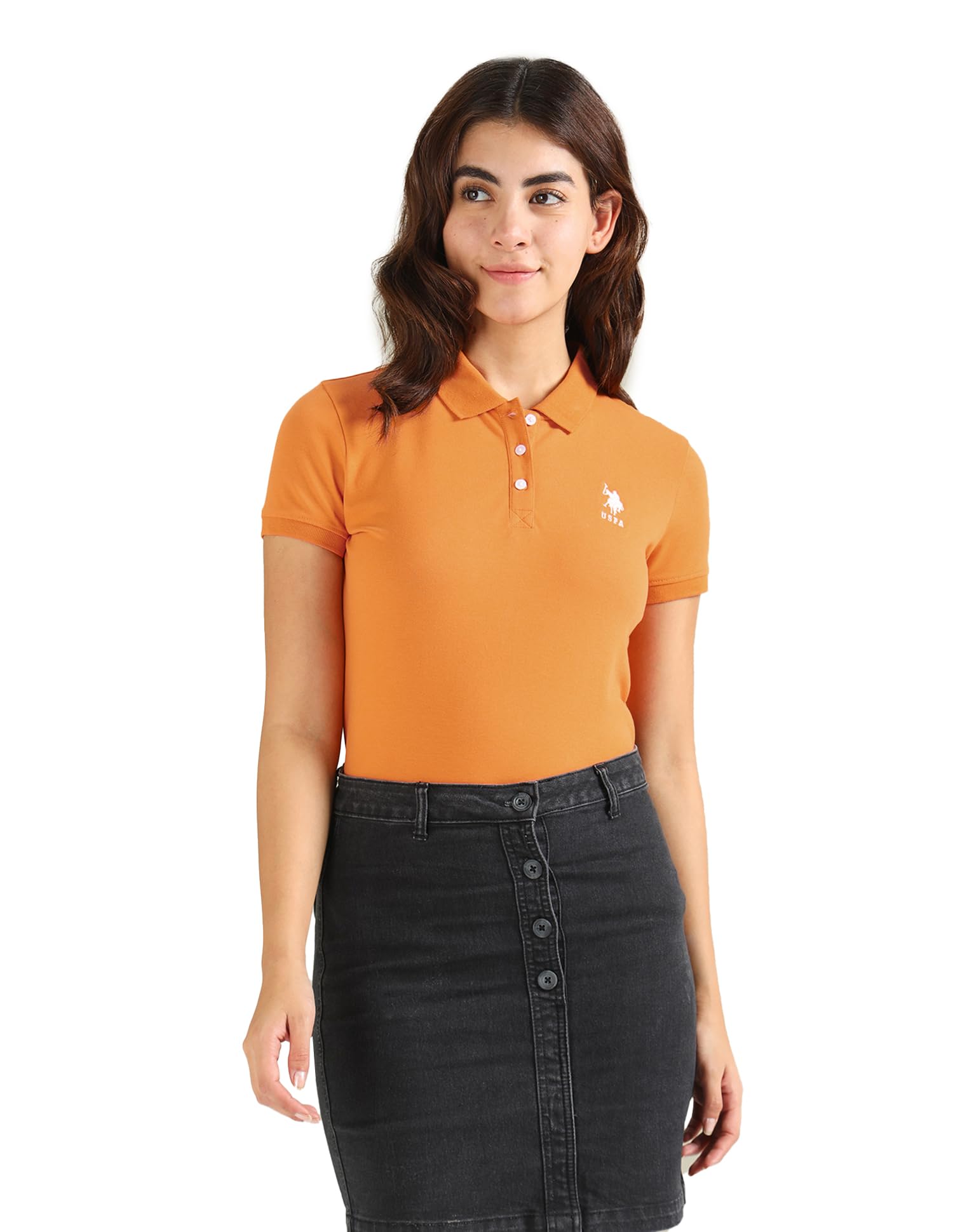 Women Cotton Solid Regular Fit Polo Shirt