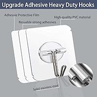 Vista 2 de Paquete de 150 ganchos adhesivos de pared de 24 libras (máx.), ganchos autoadhesivos resistentes, transparentes, reutilizables, ganchos de pared