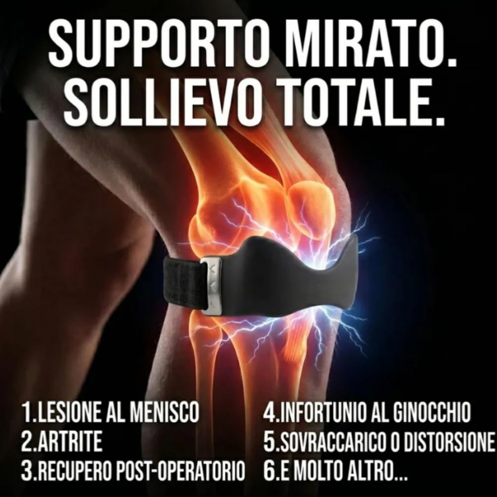 belorna precision strap Ginocchiera 3D - Silicone,Comfort, Regolabile, Antiscivolo per Calcio, Basket, Corsa e Escursionismo