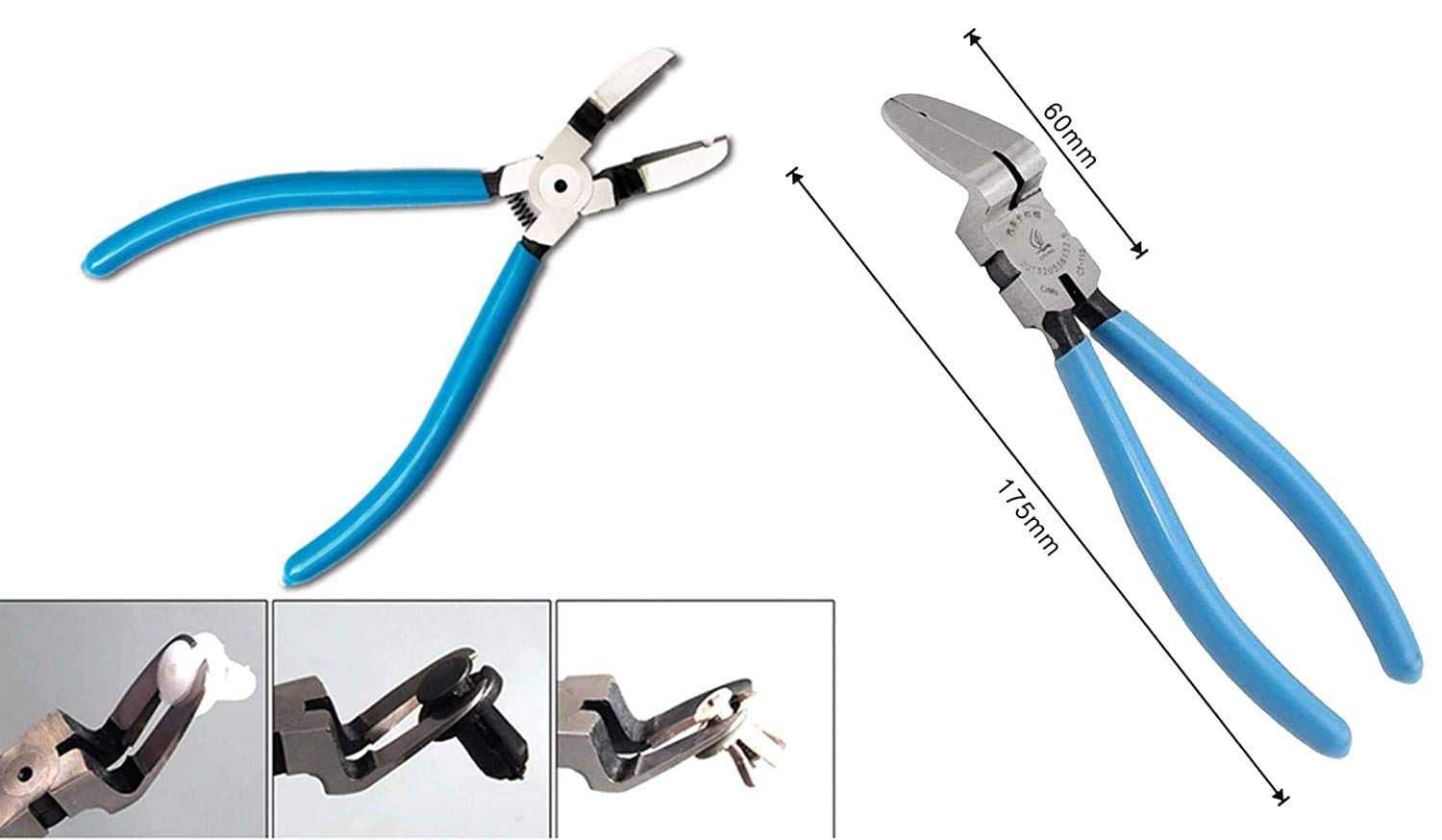 Diy Crafts Plier Tool Auto Car Trim Clip Door Panel Diagonal Plier Rivets Fastener Trim Clip Cutter Remover Puller Tool, Pack of 3, Handle (Silver) 1