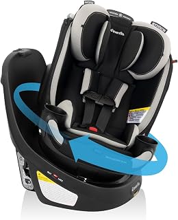 Evenflo Revolve360 Slim 2-in-1 360° Rotational Convertible Car Seat, Quick Clean Cover, Salem Black - 16.7" Slim Fit