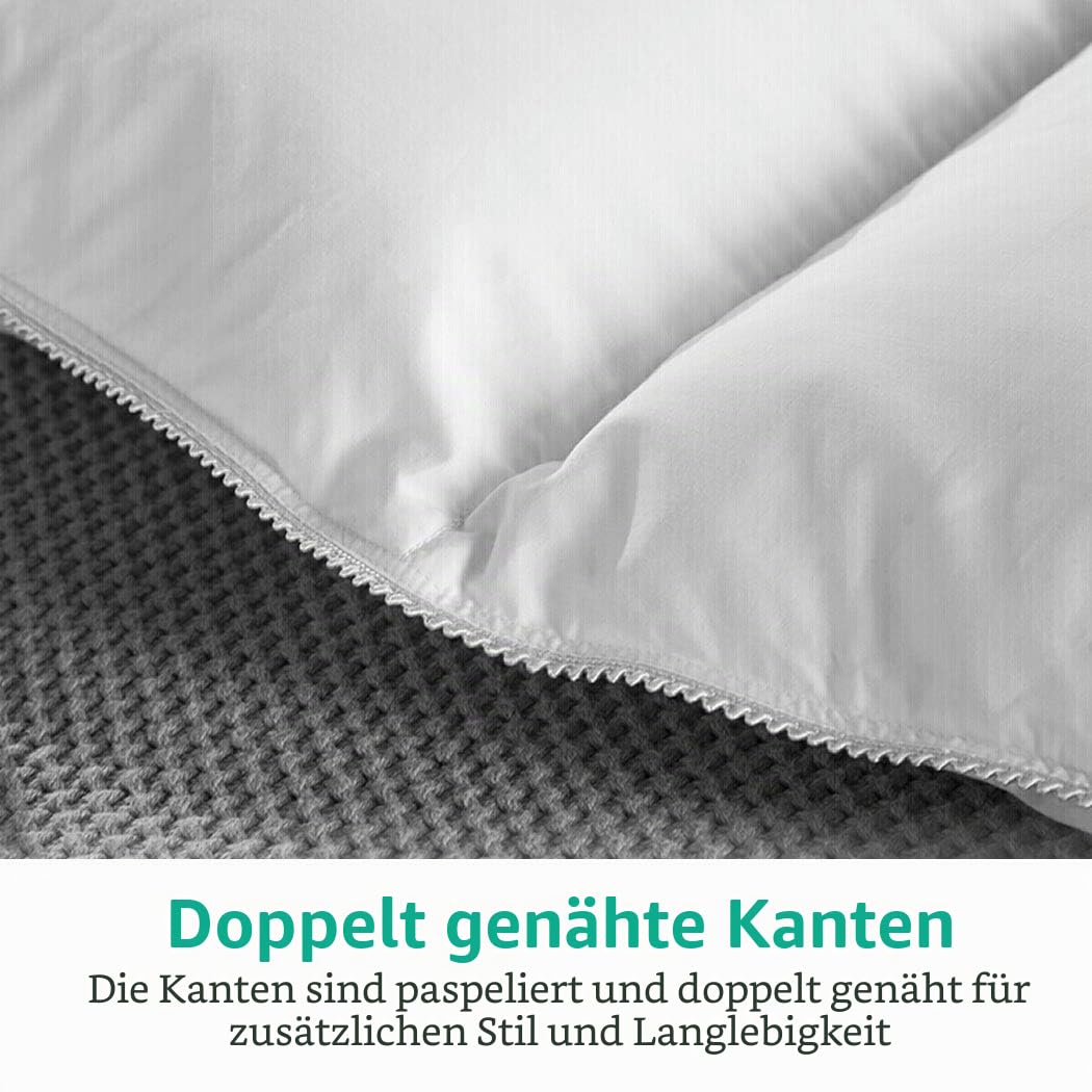 APSMILE Ganzjahres Daunendecke 200x200cm, Federbettdecke 200x200 cm, Hotel Collection Duvet, Geeignet für Doppelbett mit Wärme Natur Daunen Bettdecke, 8 Eckregister (Weiß)