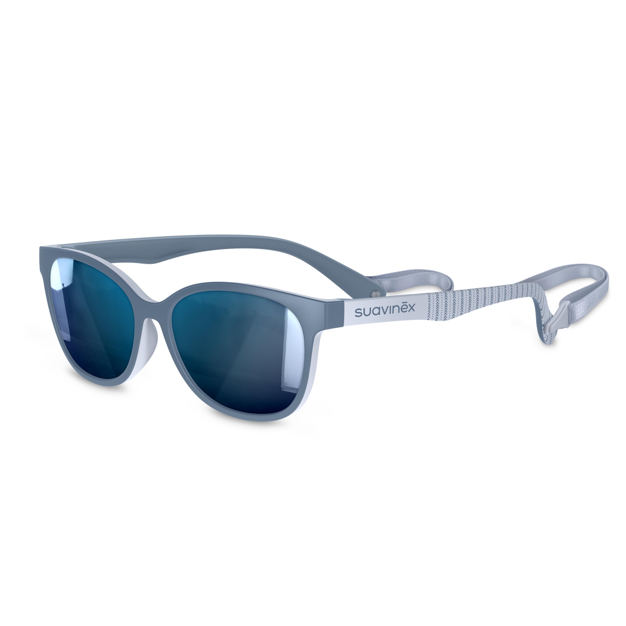 SUAVINEX SUAVINEX, Gafas de Sol para Niños de 3 a 8 Años, Polarizadas, con Filtro UV 400, 100% Protección Rayos UVA y UVB, con Funda y Cinta de Sujeción Incluidas, Muy Flexibles y Ligeras, Azul Trama