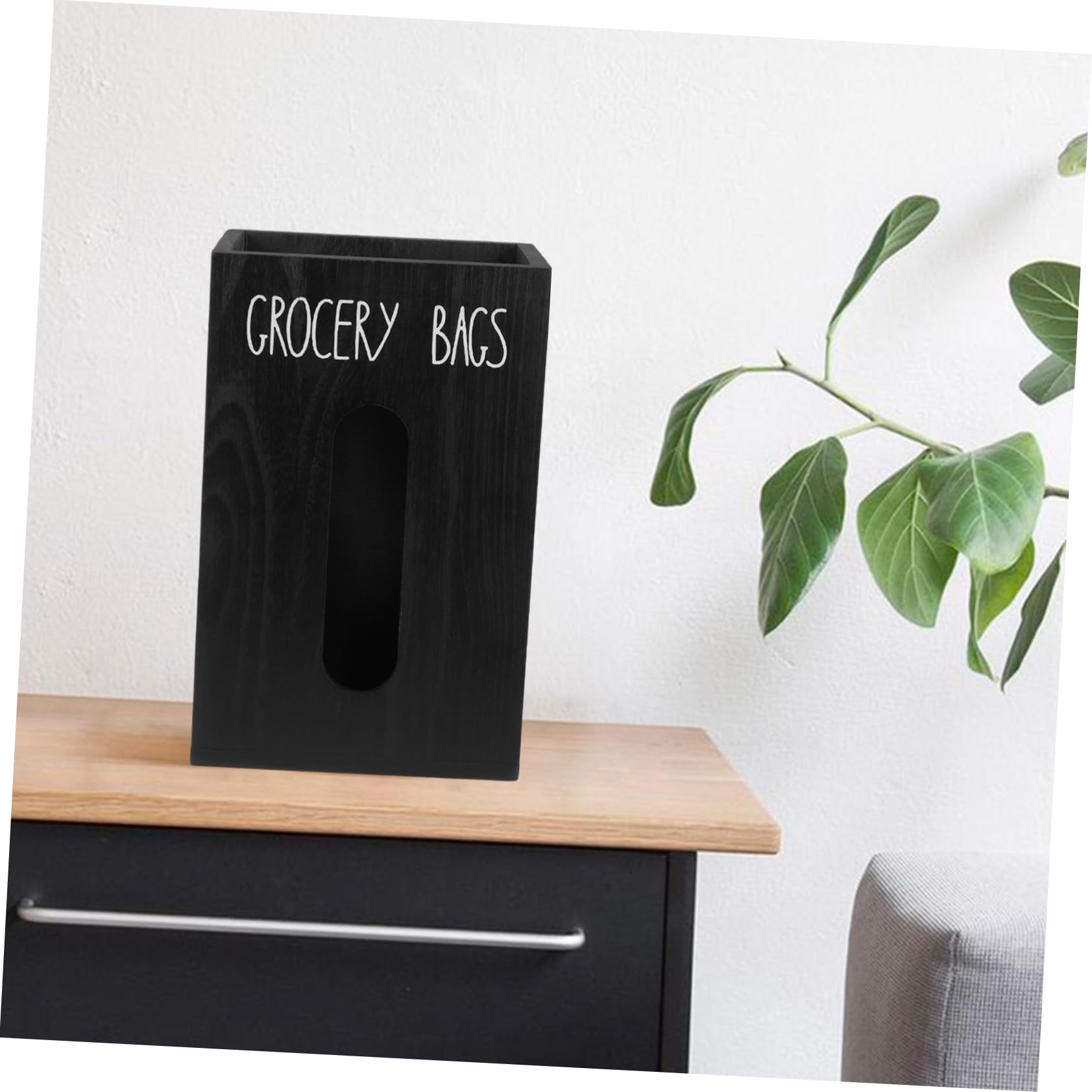 Cabilock Caja de Almacenamiento de Madera dispensador de Almacenamiento de Bolsas de Basura Almacenamiento de la Bolsa de comestibles Porta Bolsa de Basura Negro