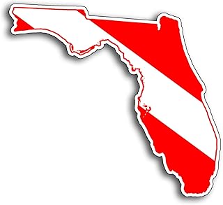 Florida State Shape Scuba Dive Sticker Diver Down Flag Symbol Vinyl Window Bumper Decal for Cup Boat Tank Car Truck FL