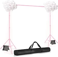 Backdrop Stand 10x7ft(WxH) Photo Studio Adjustable Background Stand Support kit with 2 Crossbars, 6 Clamps, 2 Sandbags and Carry Bag for Parties, Events Decoration, Wedding, Photography (Pink)