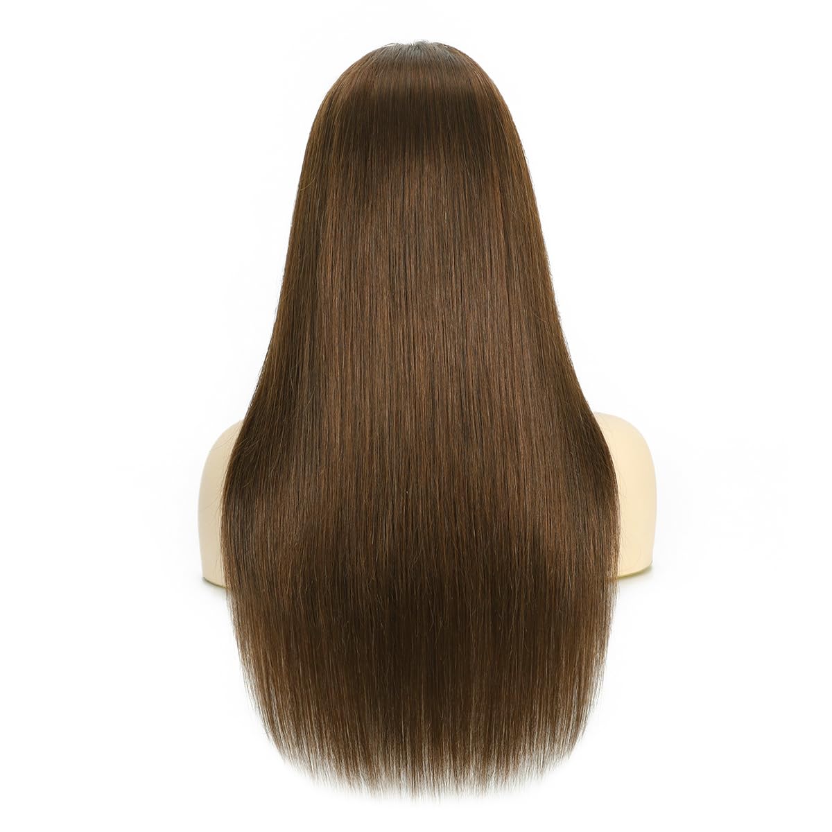 peruka typu lace front, włosy prawdziwe, kolor jasnobrązowy 6#, gładkie 100% Remy, włosy ludzkie, koronkowa podszewka (33x10cm), wyprzężone z małymi włoskami, długość 35,5 cm