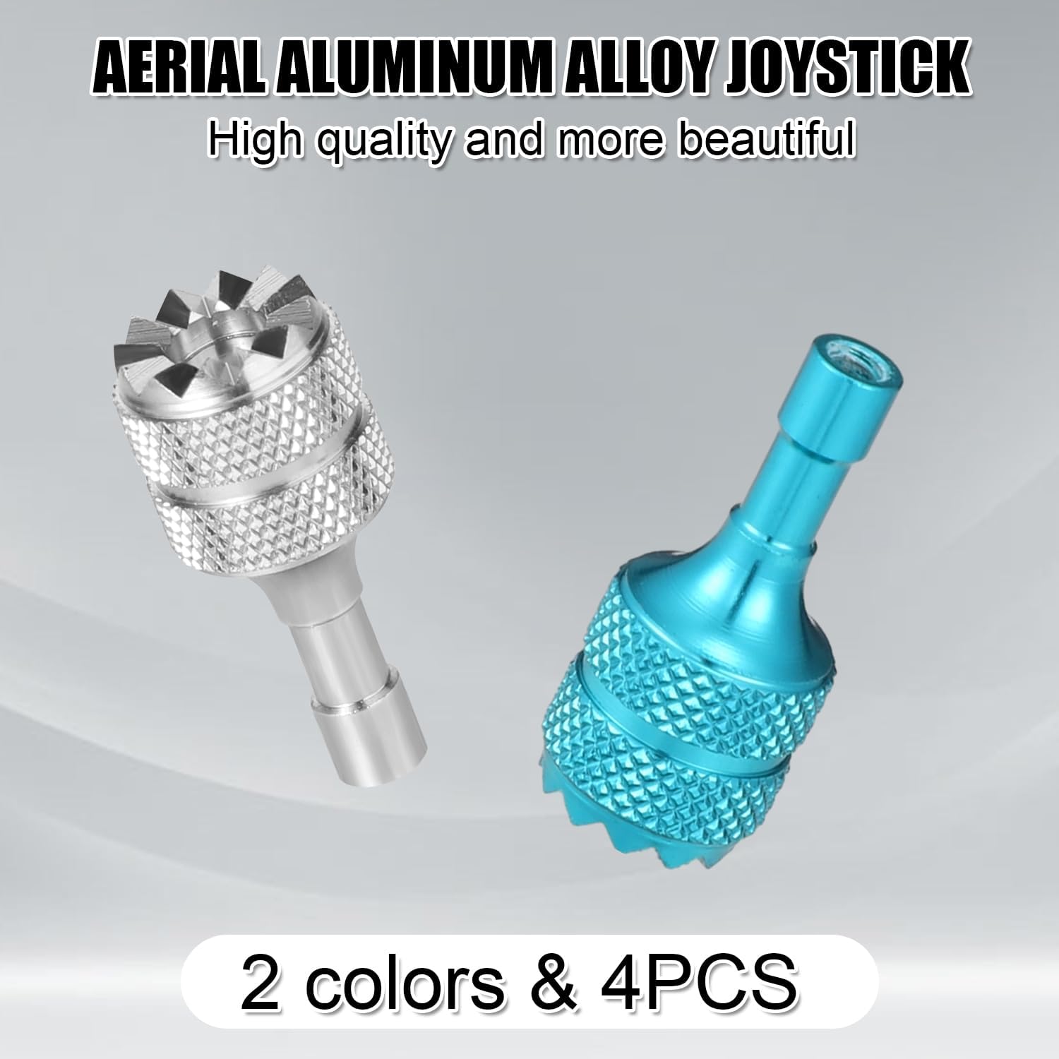 4pcs Drone Controller Sticks, Aluminum Drone Control Joystick Detachable Thumb Rocker Replacement Compatible with DJI Mini 3 Pro DJI RC Smart Controller Accessories (Silver, Lake Blue)