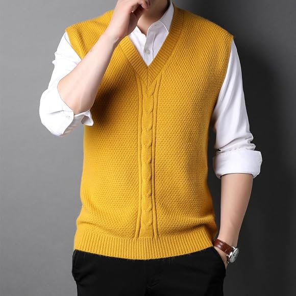 Herren pullunder gelb Clearance