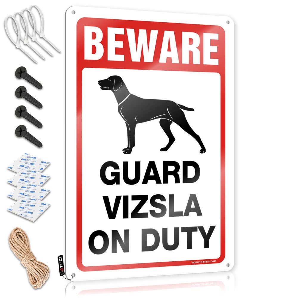 Mwfkkaddb Women's One Color Outdoor Signs And Decor Beware! Guard Vizsla On Duty Tin Sign Stuff For Your Room Bar Signs For Home Bar Wall(30X40cm)