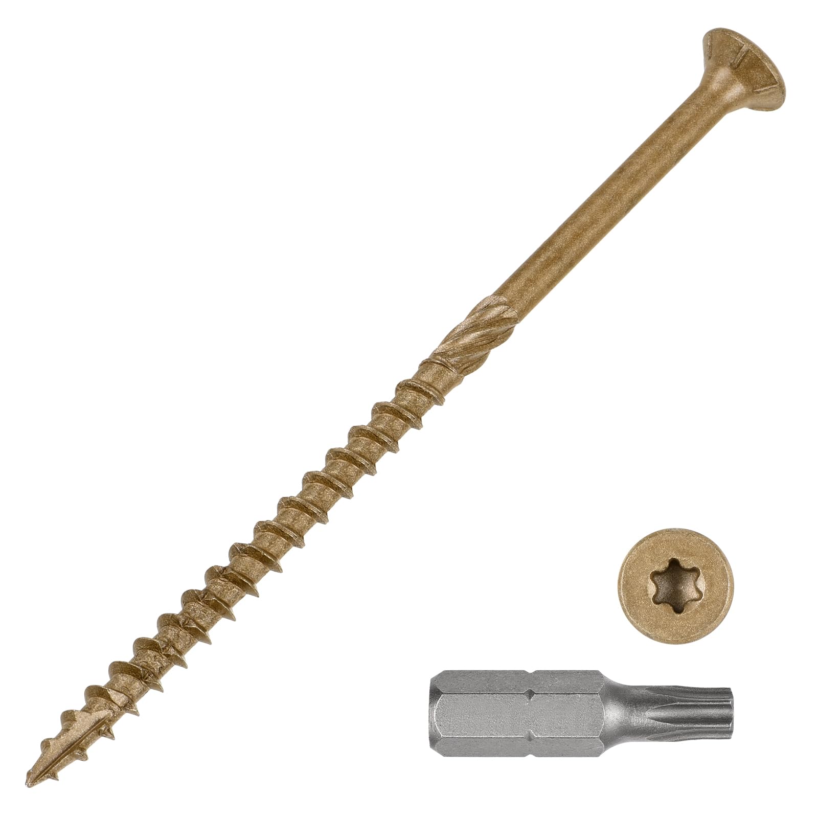 METALLIXITY Deck Screws (#10x4") 10Pcs, Carbon Steel Wood Screw Decking Screws Epoxy Coated with T25 Torx Drive Head