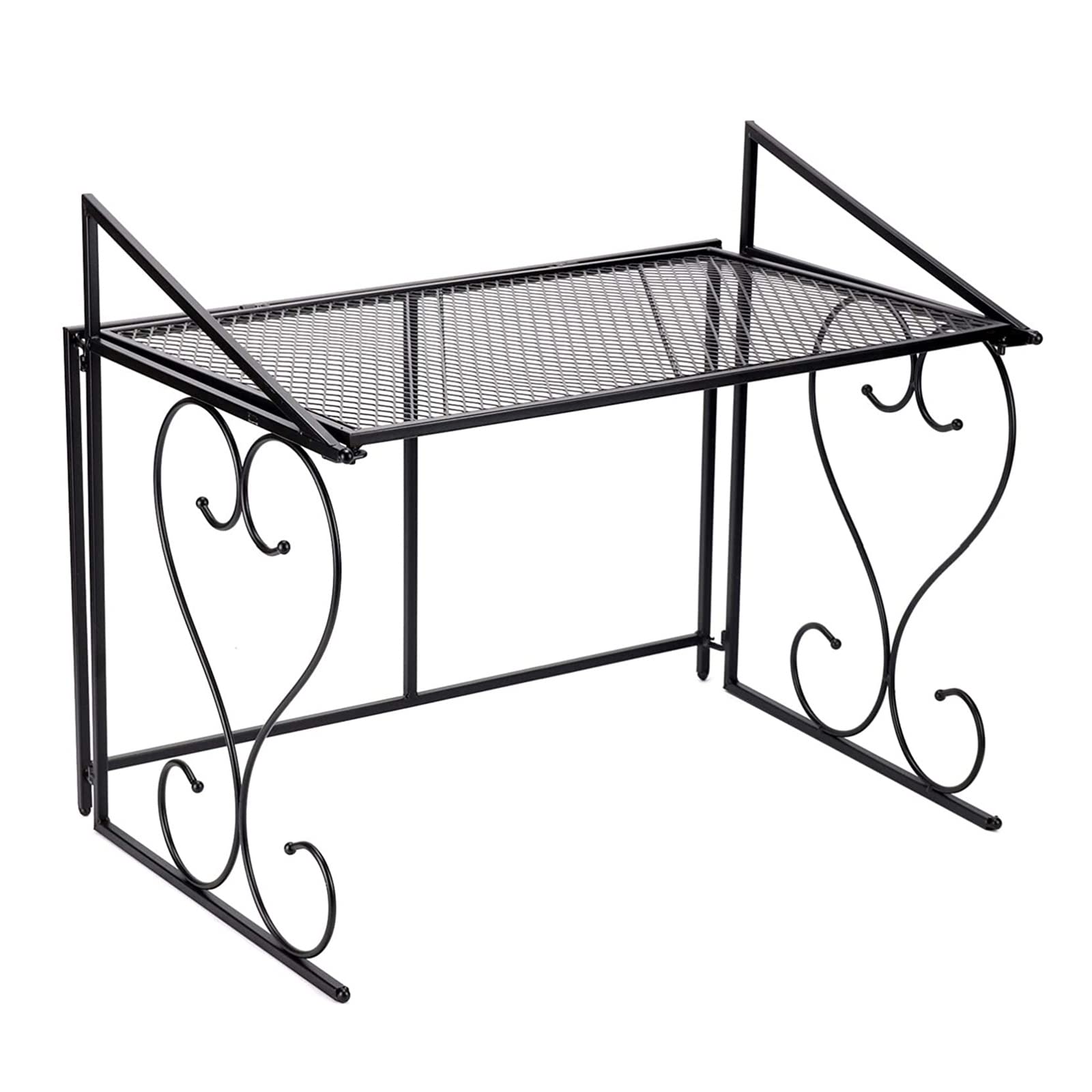 Kuchenny organizer do przechowywania, wolnostojący stojak na kuchenkę mikrofalową, chromowany metal, kuchenny stojak na piekarnik do kuchni, biura, wielofunkcyjny stojak na naczynia, półka do przechowywania blatu kuchennego, 2 poziomy