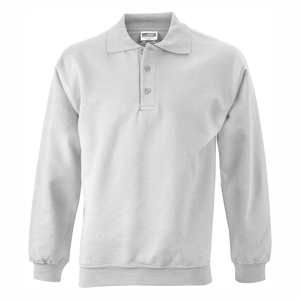 James & Nicholson Men's White Classic Comfort Polo Sweatshirt For (Xl, )