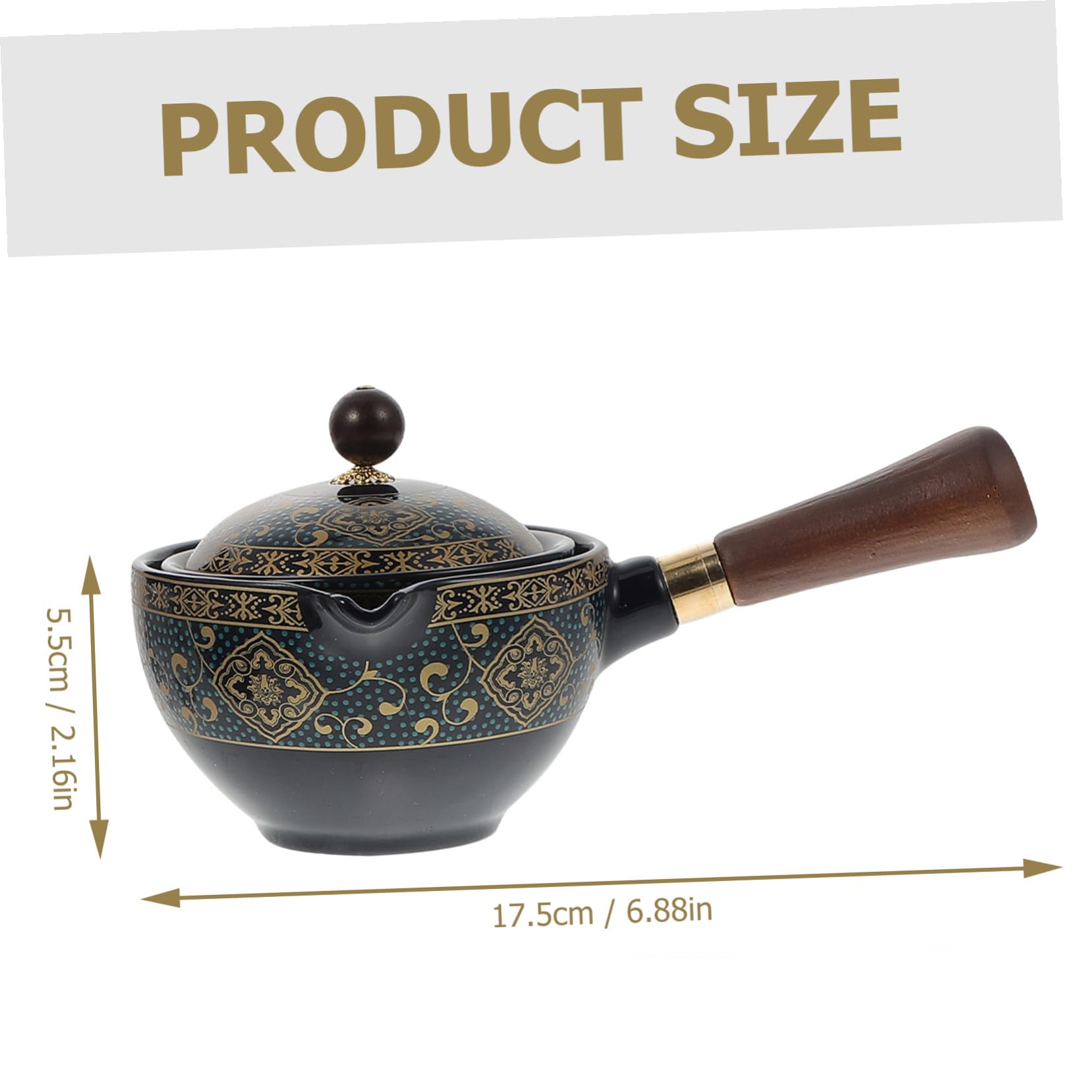 Homoyoyo Tetera Doméstica Giratoria Cerámica 360° Filtro y Asa Lateral Azul Elegante para Infusión de Té en Casa Juego de 1 Tetera y 4 Tazas para Té Tradicional
