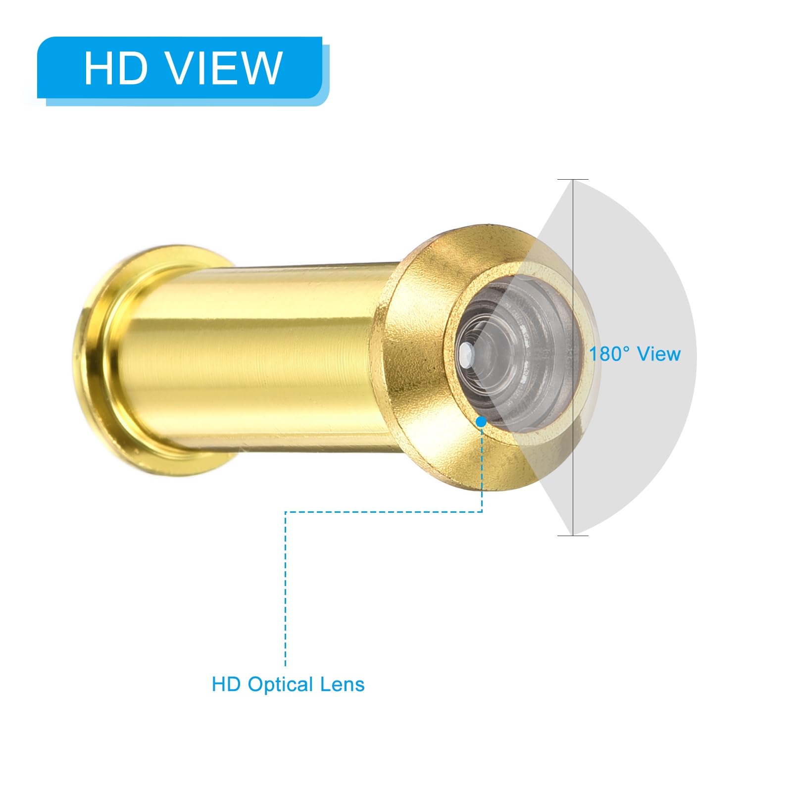 PATIKIL 1/2" Door Viewer Peephole 160-Degree Door Viewer Fits 1-3/8" to 2-3/8" Door Peep Hole for Home Office Hotel Gold - Image 3