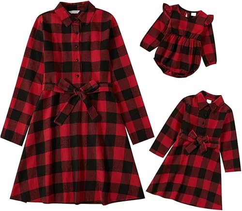 Miniatura 2 de Vestidos de Navidad para mamá e hija, vestido de terciopelo a cuadros, fiesta de Navidad, trajes a juego para mamá e hija, sesión de fotos