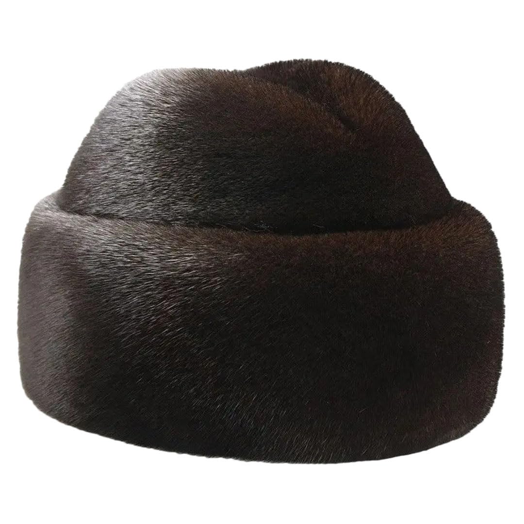 Gorro de invierno para hombre, de piel de visón, grueso y cálido, gorro de piel de invierno, gorro de regalo, gorro de calidad, Café 1, 59-61