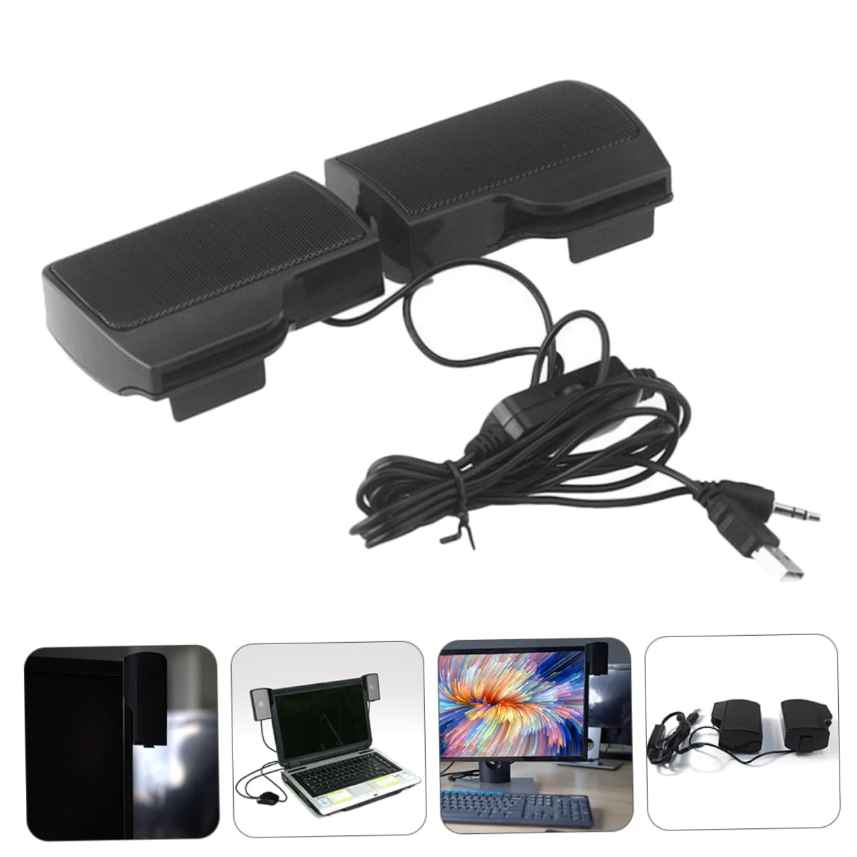 Holibanna USB Speaker Clip for and Monitors Multi Purpose USB Powered Music Speaker for Home Office Dormitory and Digital Devices Design with Interface