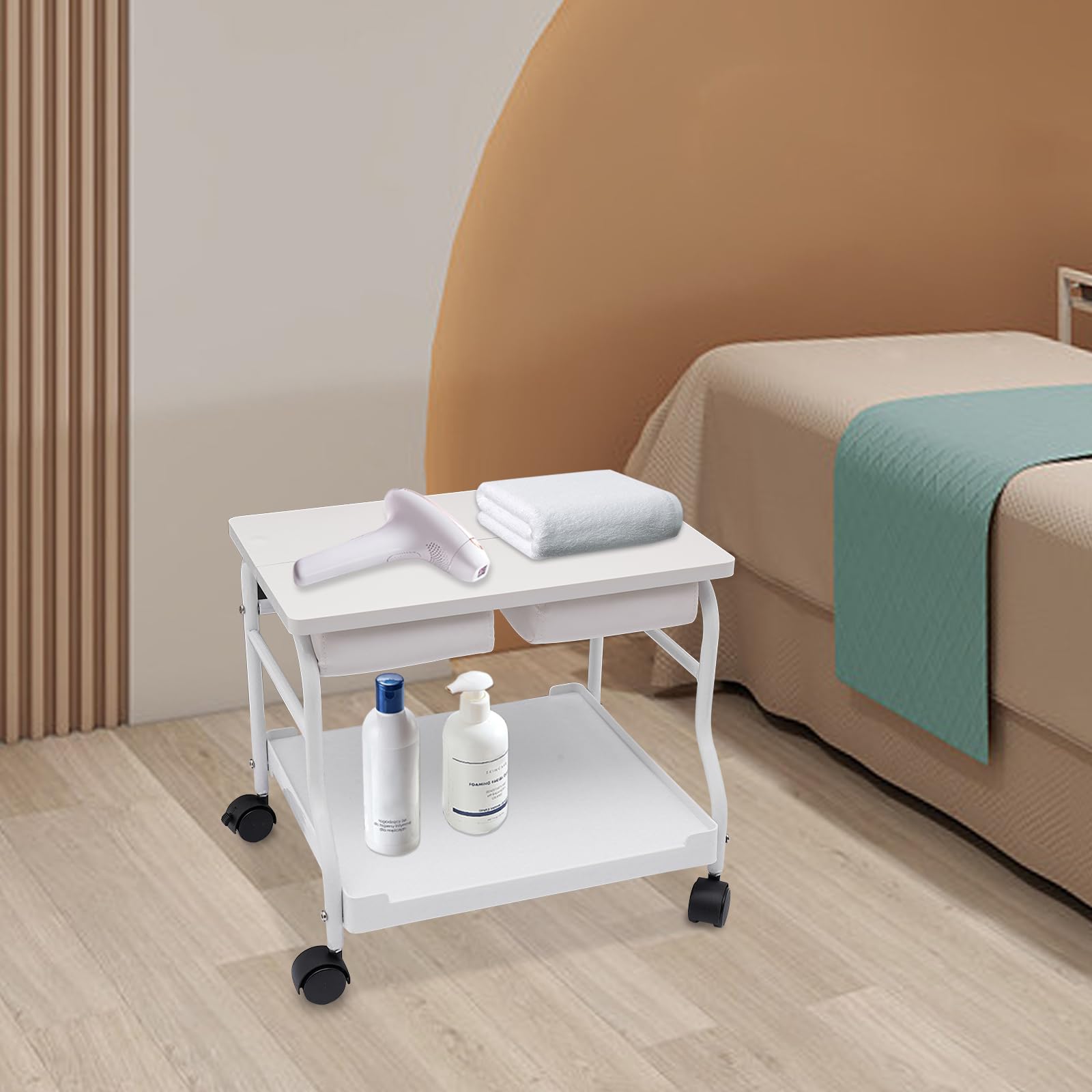 Wanna na stopy do kąpieli bąbelkowej, wózek do pielęgnacji stóp i pedicure, z wózkiem i funkcją masażu, nadaje się do domu i salonów piękności z regulacją wysokości (biała)
