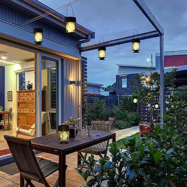 Solar Lanterns Outdoor Hanging Lights,2 Pack Waterproof Landscape Lights Solar Table Lamps with Retro Design, Warm Fairy Lights,Patio, Yard, Garden and Pathway Decor for Women Mom