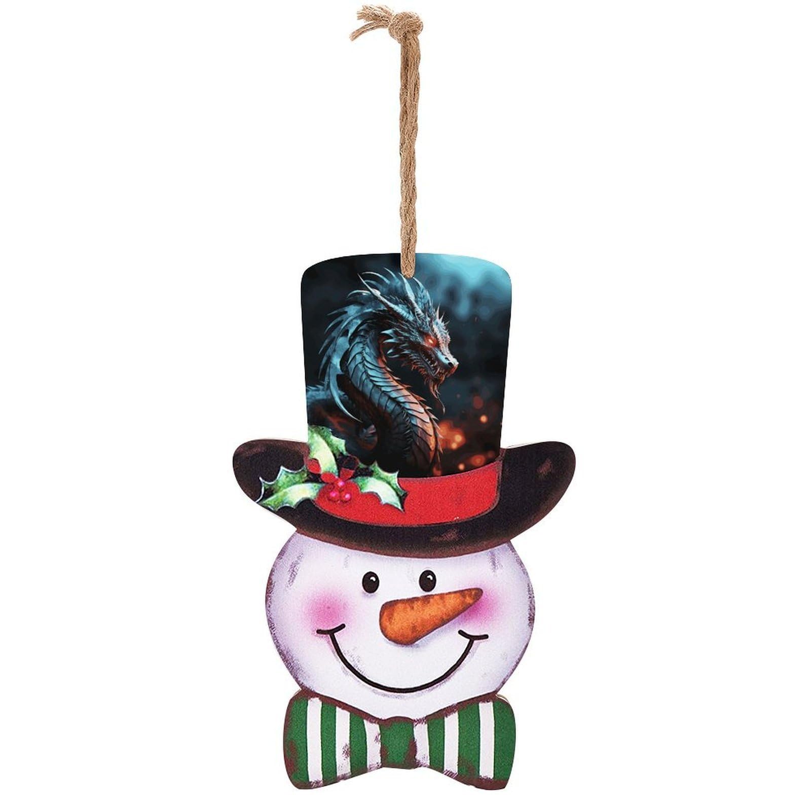 Dragon Snowman Decor Christmas Snowmans Hanging Decors Wooden Exquisite Holiday Decoration Sign for Home Window Wall Farmhouse Indoor Outdoo