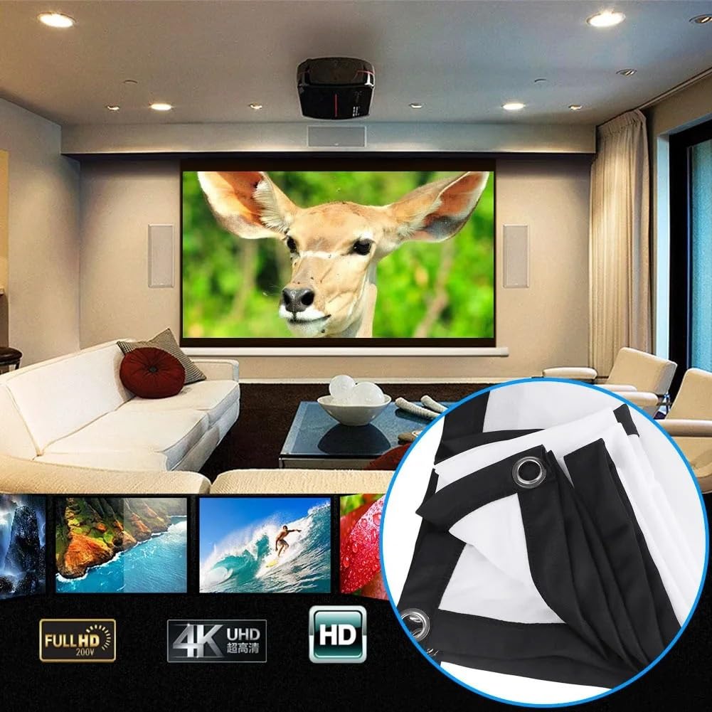 proiettore telo proiettore Schermo di proiezione pieghevole in tessuto portatile per esterni, schermo per proiettore HD pieghevole per teatro home cinema(100 inch)